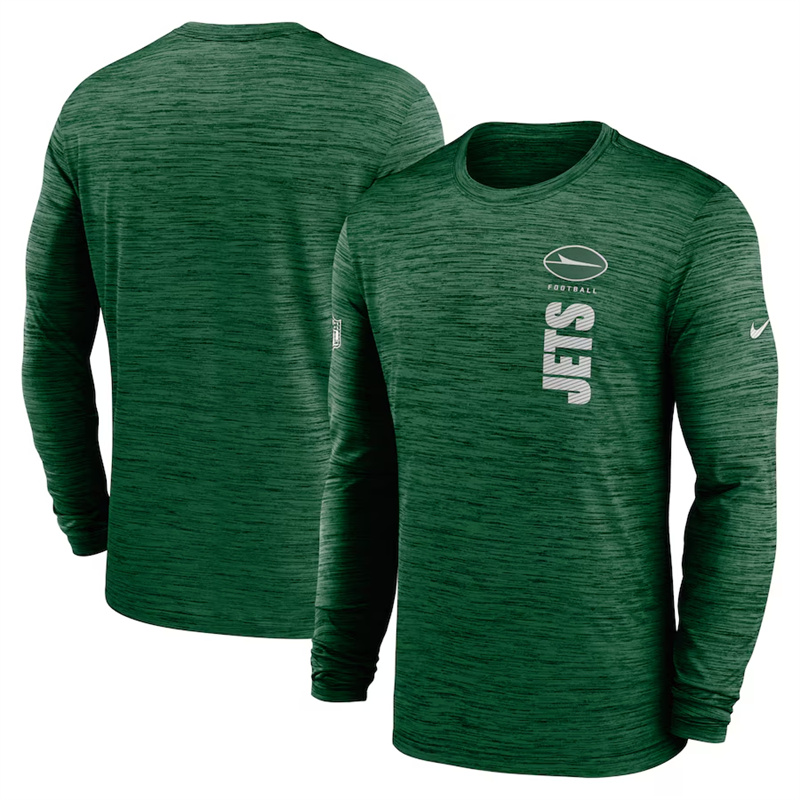 Men's New York Jets Green 2024 Sideline Team Velocity Performance Long Sleeve T-Shirt Men's New York Jets Green 2024 Sideline Team Velocity Performance Long Sleeve T-Shirt